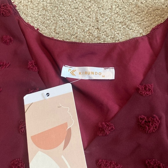 Elegant Burgundy Mini Dress - Picture 3 of 6
